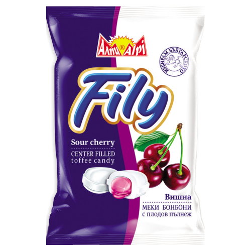 Alpi Fily Sauerkirsche Toffee Bonbons | 90 g Alpi Fily Sauerkirsche Toffee Bonbons aus Bulgarien.