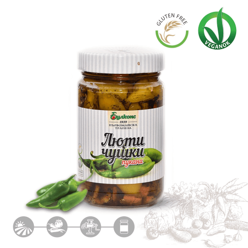 Bulcons geröstete bulgarische Chilischoten | 130 g Bulcons geröstete bulgarische Chilischoten / Peperoni 240g aus Bulgarien.