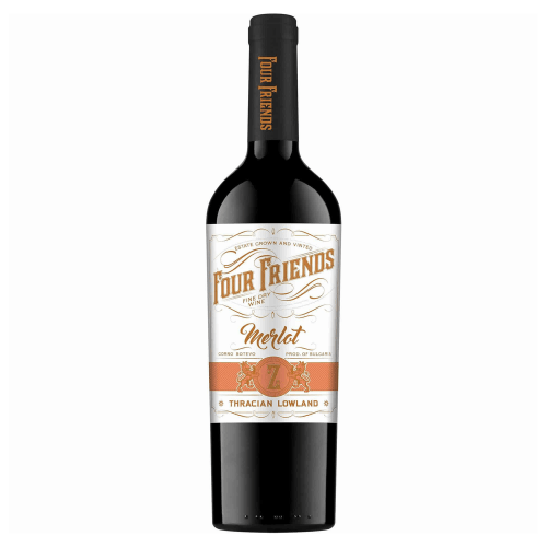 Four Friends Merlot | 0,75 l Four Friends Merlot Single Vineyard Rotwein aus Bulgarien.