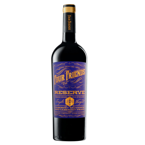 Four Friends Cabernet Sauvignon & Cabernet Franc Reserve | 0,75 l Four Friends Cabernet Sauvignon & Cabernet Franc Reserve Cuvee Rotwein aus Bulgarien.