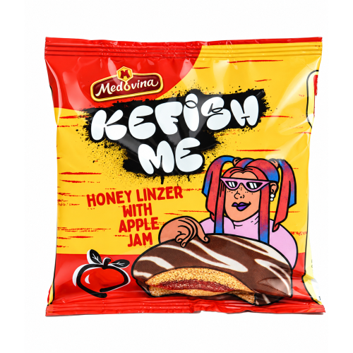Medovina Medovinka Kefish Me Honey Linzer Apfelfüllung Black | 65 g Medovina Medovinka Kefish Me Honey Linzer mit Apfelfüllung aus Bulgarien.