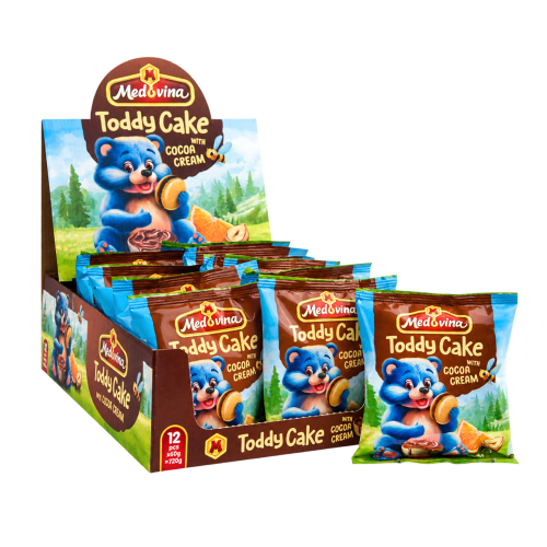 Medovina Medovinka Toddy Cake Kakaocreme Box 12x60g | 720 g Medovina Medovinka Toddy Cake mit Kakaocreme aus Bulgarien.